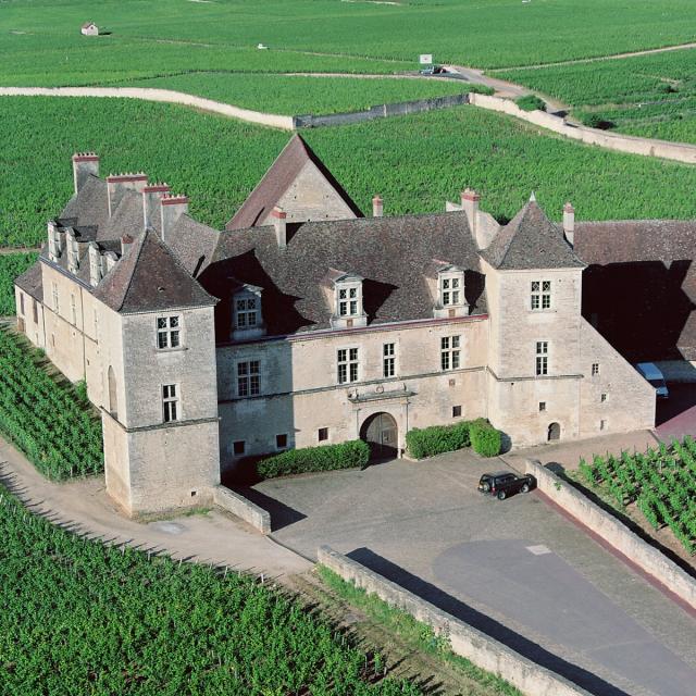 Château du Clos de Vougeot et son vignoble vu du ciel