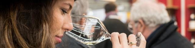 Woman tasting wine glass Burgundy Wine Festival