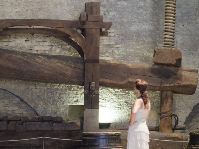 Pressoirs anciens au Musée du Vin à Beaune